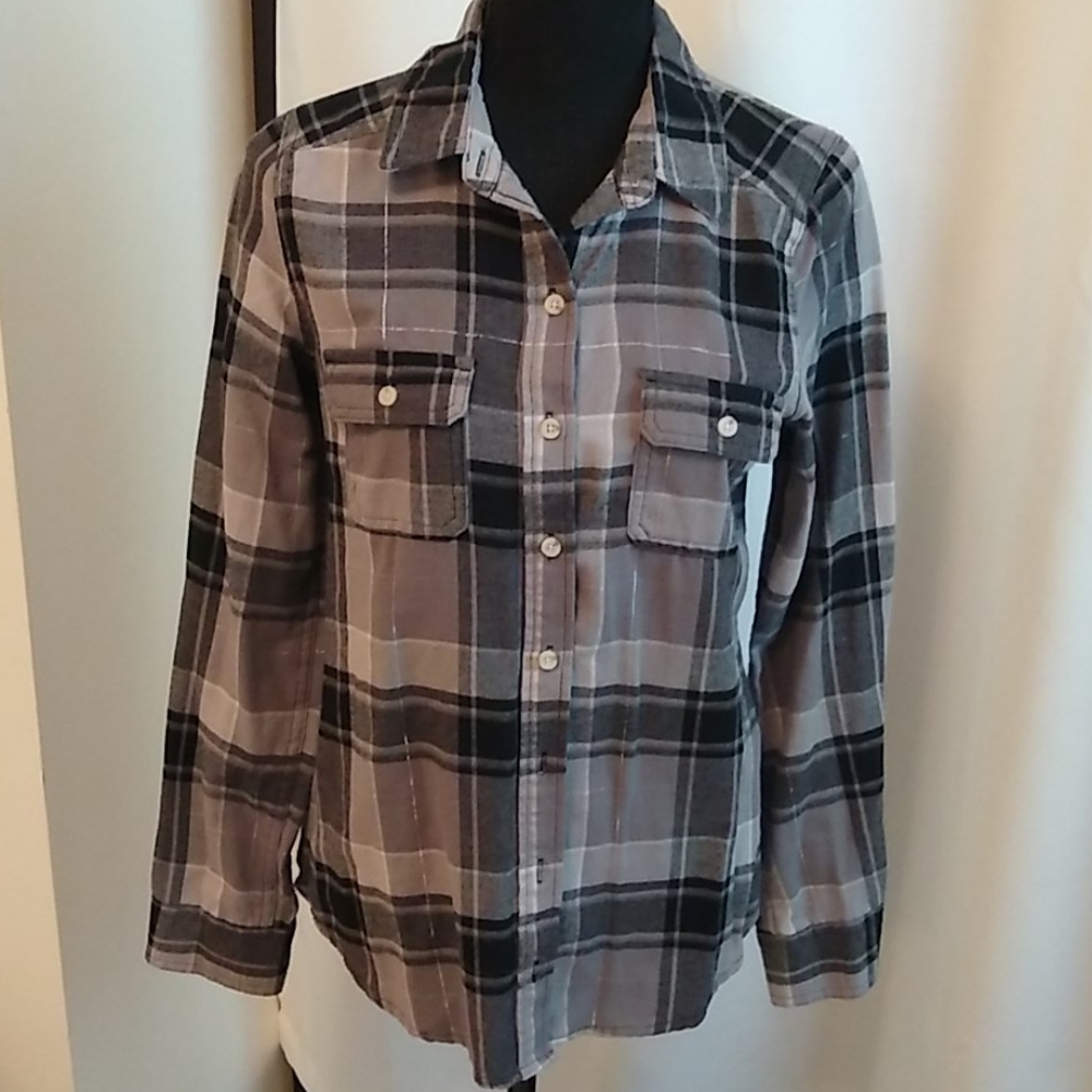 Black and Grey Flannel Plaid Shirt